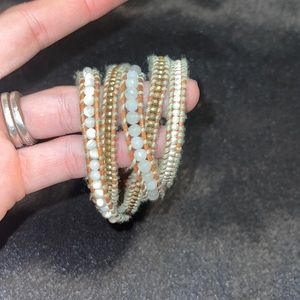 Mixed metals and natural stones layered bracelet